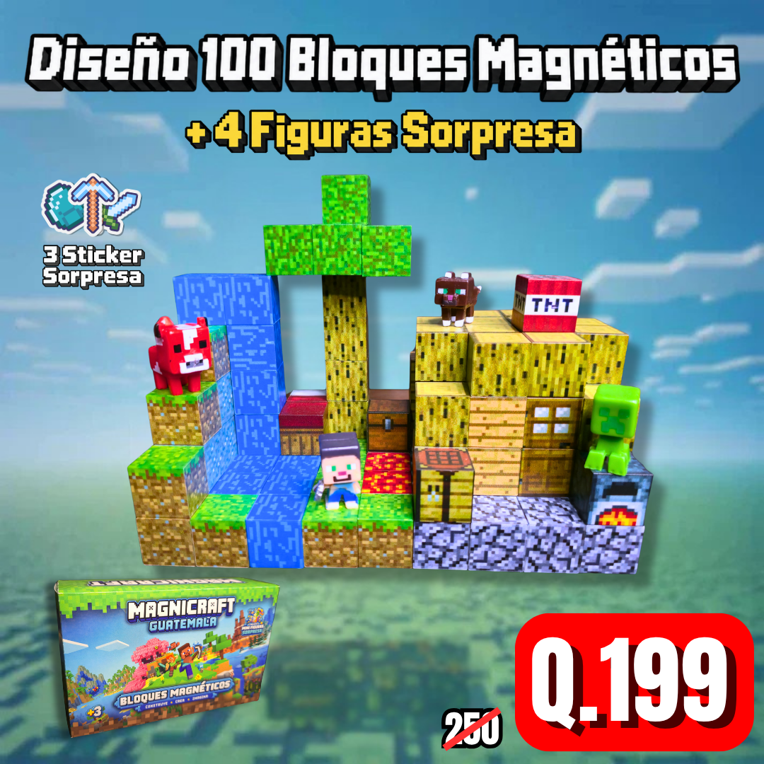 Diseño 100 Bloques Magnéticos (4 Figuras Sorpresa)