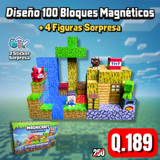 Diseño 100 Bloques Magnéticos (4 Figuras Sorpresa)