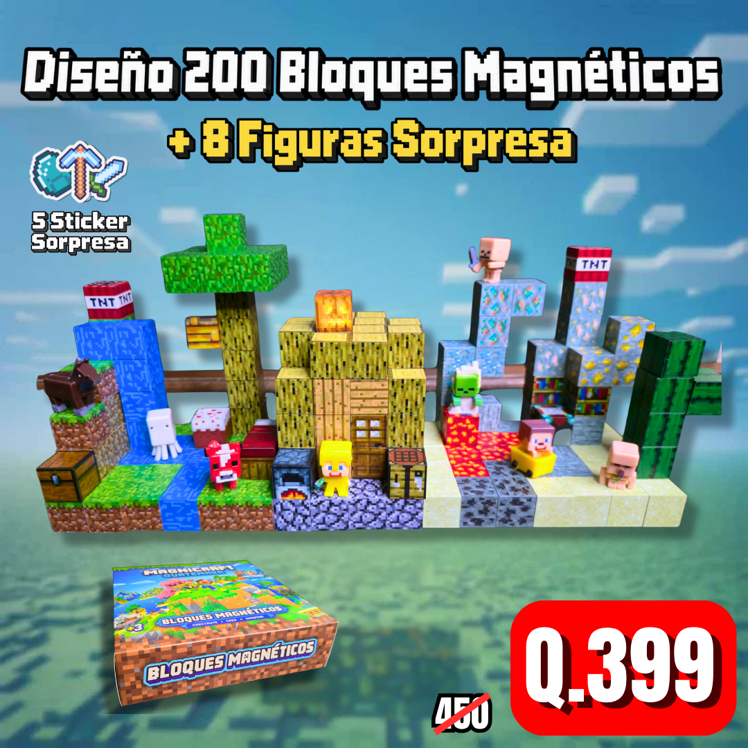 Diseño 200 Bloques Magnéticos (8 Figuras Sorpresa)