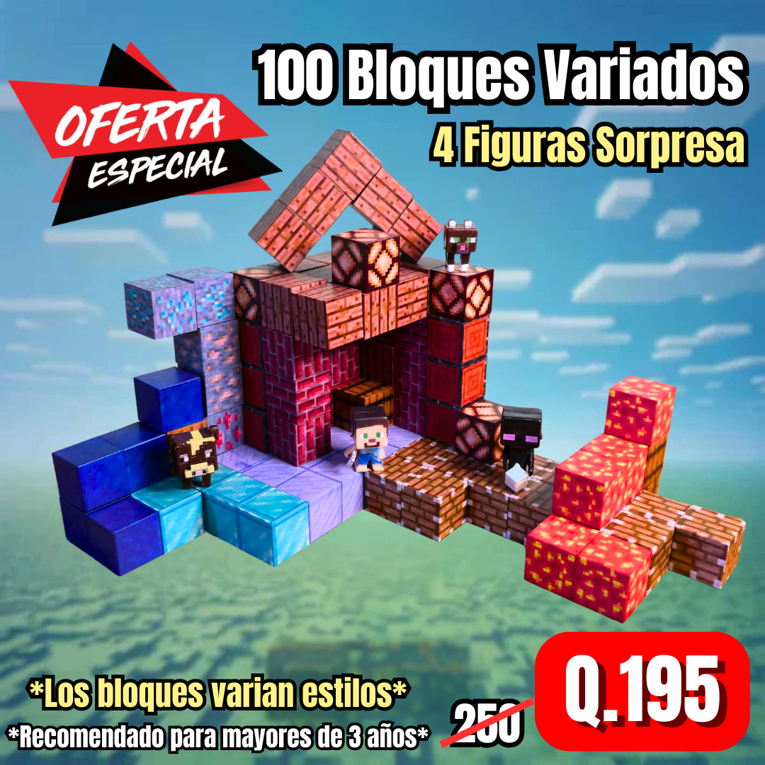 100 Bloques Variados (4 Figuras Sorpresa)
