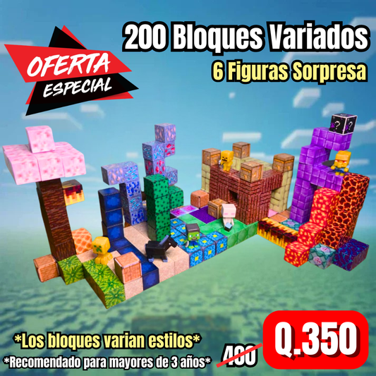 200 Bloques Variados (6 Figuras Sorpresa)